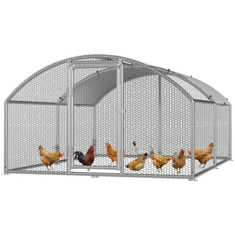 TolleTour Recinto de 3×4×2 m con techo arqueado: gallinero metálico accesible, 12 m² de superficie, puerta con cerradura, parque para gallinas y pequeños animal