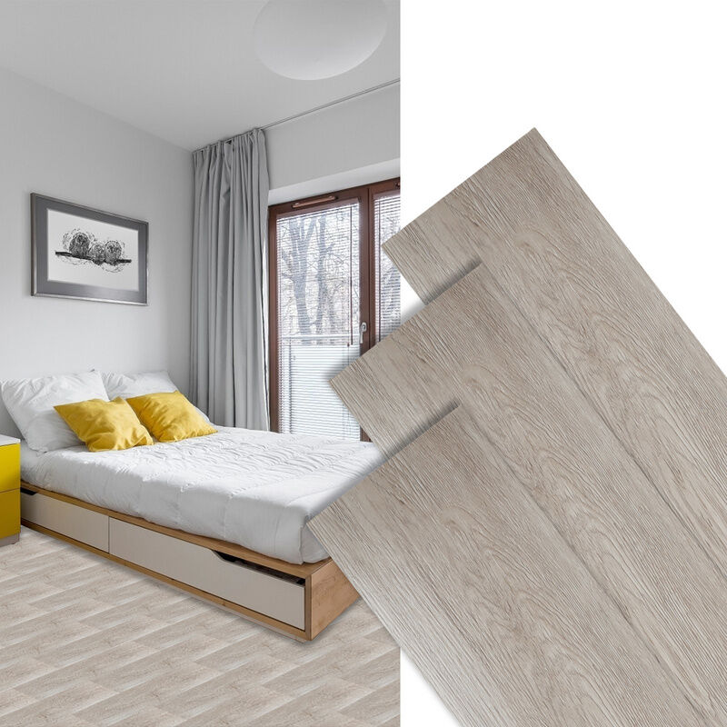 Tolletour - Revêtement de Sol Adhésif pvc Vinyle 70 Pièces 9,75 m² Chêne Naturel Clair Mat