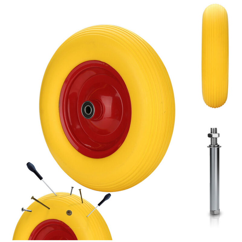 Roue de brouette anti-crevaison Caoutchouc solide 4.80 4.00-8 390mm 120 kg Roue de secours - Tolletour