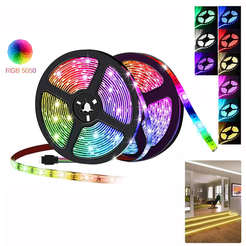 Tolletour - swanew 10m Ensemble de bande led bande rgb 5050 smd bande led 30LEDs led non étanche avec télécommande 44 boutons