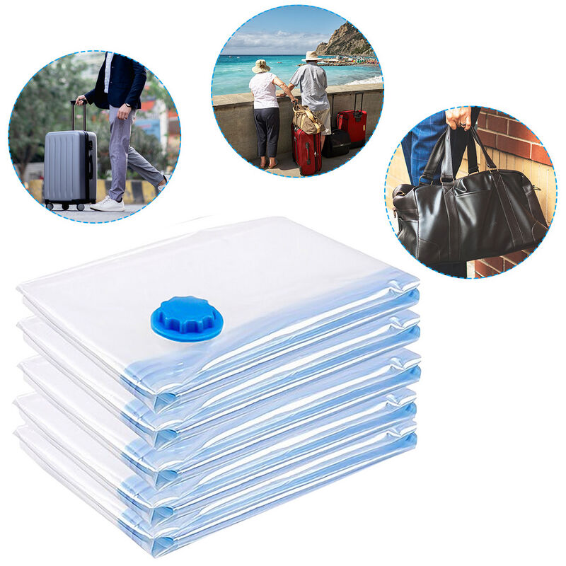 Sac Housse de Rangement 80x100cm Lot de 10 Sacs de Rangement sous Vide sous Vide avec Pompe - Bleu - Tolletour