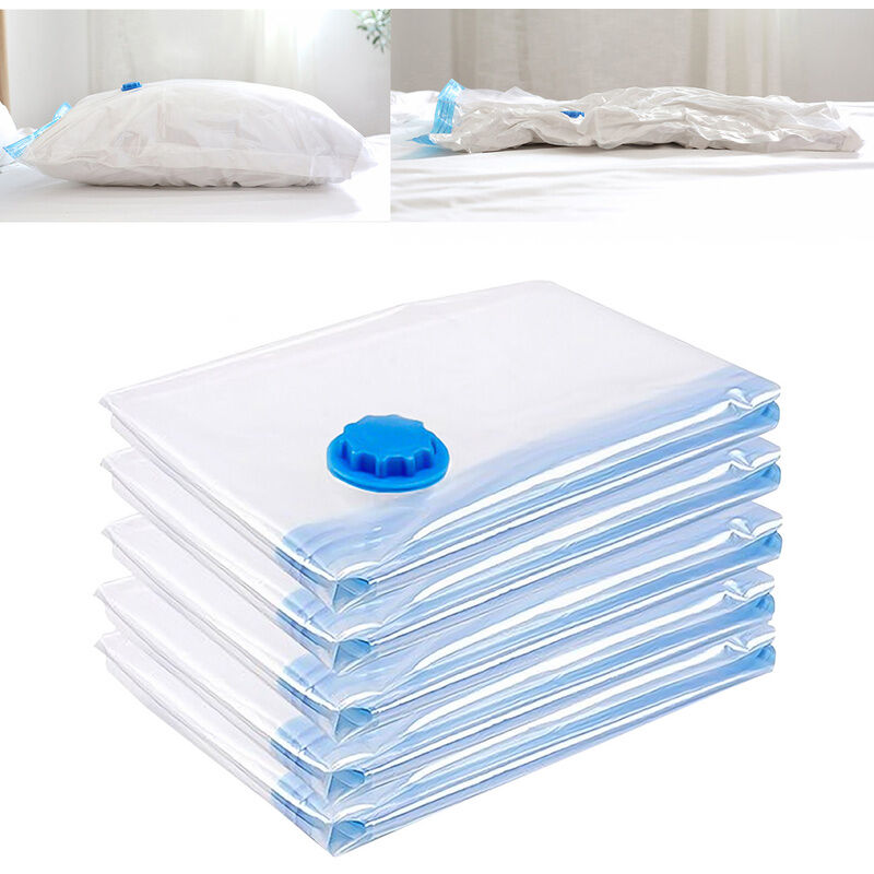 Sac Housse de Rangement Lot de 10 Sacs de Rangement sous Vide sous Vide avec Pompe 40x60cm - Bleu - Tolletour