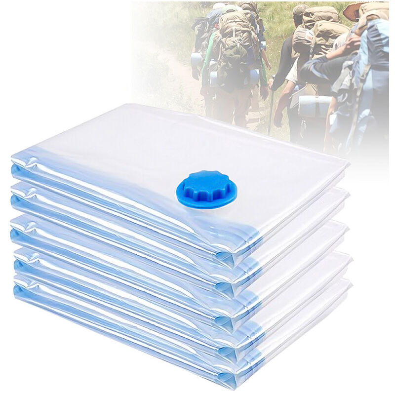 Sac Housse de Rangement sous Vide avec Pompe. Lot de 12 Sacs de Rangement sous Vide 40x60cm - Couleur aléatoire - Bleu - Tolletour