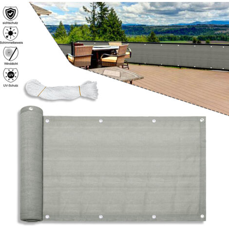 TolleTour Scherma per balcone 600x75 cm grigio HDPE – Protezione per balcone resistente ai raggi UV, all'acqua e alle intemperie