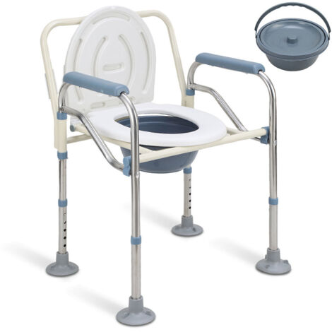 TolleTour Sedia da bagno Regolabile in altezza Sedia da bagno con secchio, seduta antiscivolo Sedia da notte ausili per il bagno Sedia da doccia per anziani e disabili ecc.