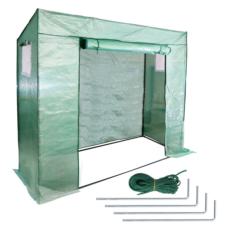 Serre de jardin avec bâche polyéthylène 200x170x80cm serre 1.6 m².2 fenêtres.imperméable.résistante à la Pluie et à la Neige.Vert - Tolletour
