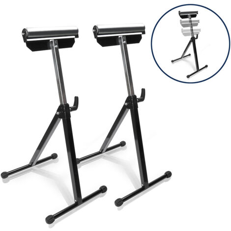 TolleTour Servante à Rouleau Ensemble de 2 supports Rouleau jusqu'à 60 kg avant et réglable en hauteur 68-108cm - noir