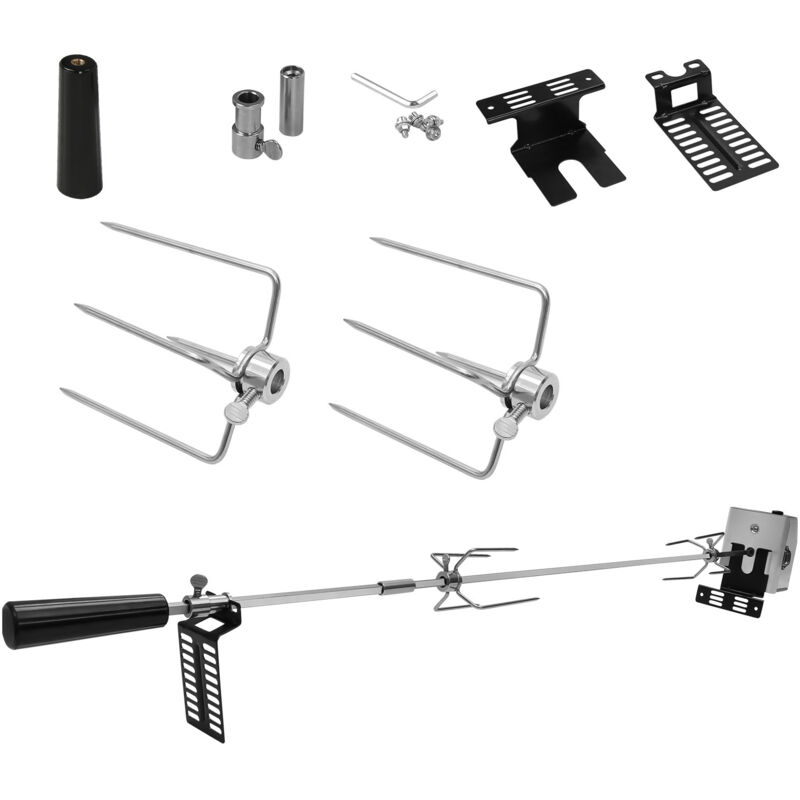 Tolletour - einfeben Set de brochettes universelles en Acier Inoxydable 107 cm pour Barbecue à gaz Weber Spirit avec 2 Aiguilles à Viande Pince à