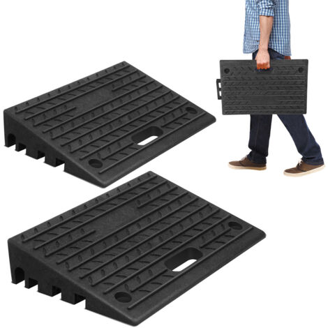 TolleTour Set di 2 Rampa di carico con maniglie, rampa portatile in gomma da marciapiede alta 11 cm per auto, moto, sedie a rotelle 49x30x11cm
