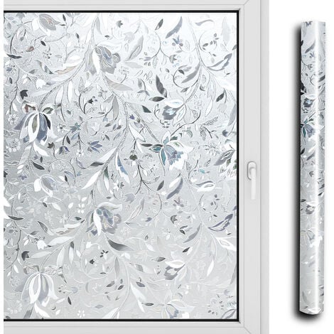 RANDACO TolleTour Sichtschutzfolie Bad Fenster Blickdicht Selbstklebend 3D Fensterfolie Spiegelfolie Blumen 60x200cm