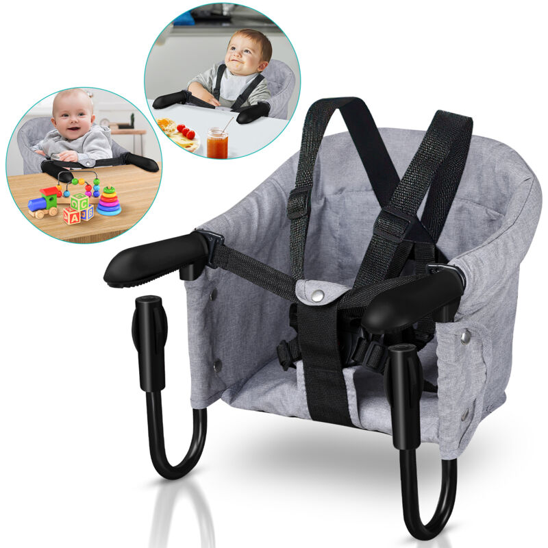 Siège de Table Pliable pour Bébés, Chaise de Voyage Grise avec Pinces Antidérapantes, pour 6-36 mois, idéale pour les Enfants - Tolletour