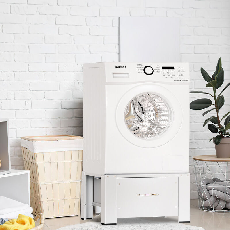Tolletour - Socle de machine à laver Socle pour machine à laver avec tiroir.Antidérapant.Blanc jusqu'à 150 kg