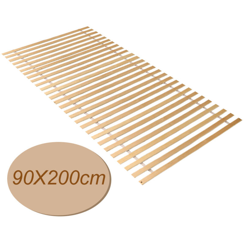 Tolletour - Sommier à lattes 90x200 cm,28 lattes extrêmement stables,Peuplier blanc massif150KG,Convient à tous les matelas, non réglable