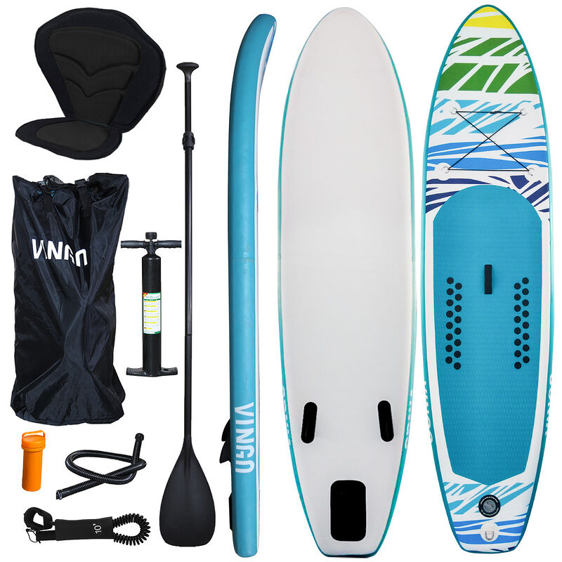 TOLLETOUR TolleTour SUP Board Gonflable Stand up Paddle Portable Ensemble de Planche Surf avec siège 305 x 76 15 cm - charge max 115 kg Vert