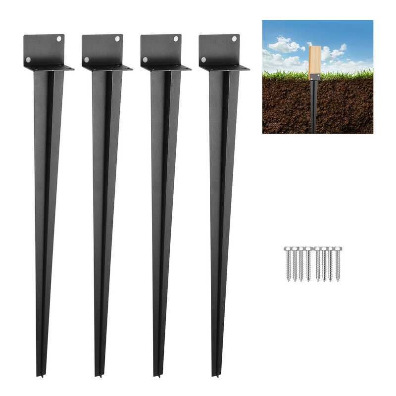 Support à enfoncer Accessoire pour poteau Piquet pour poteau de clôture -Longueur 700 mm 4 pièces - Tolletour