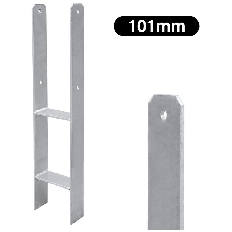 2x Support de poteau H-ancre Poteaux de Clôture 101MM - Tolletour