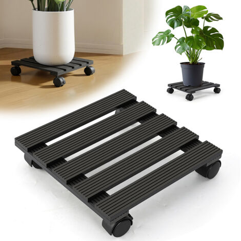 TolleTour Supporto per Piante WPC Quadrato 30 cm, Grigio, Ruote per Vasi, Carrello per Piante, Capacità 80 kg