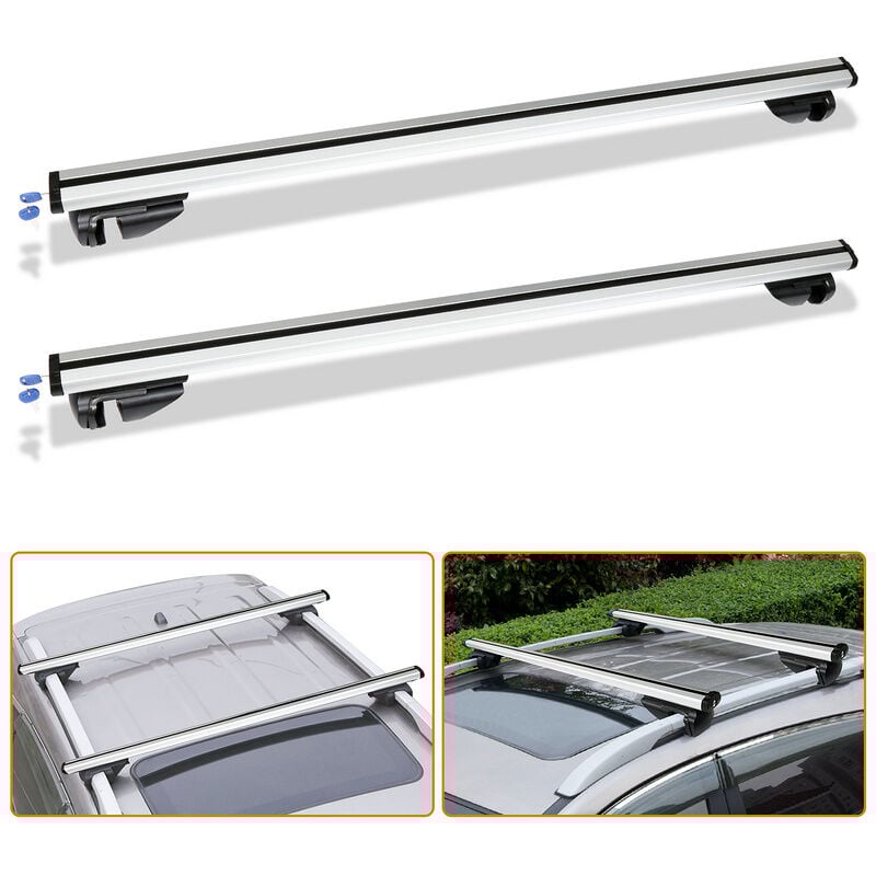 Supports de toit verrouillables en alliage d'aluminium pour voiture avec clé incluse - Longueur de 124 cm - Tolletour
