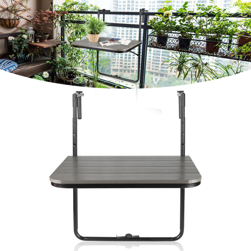 Tolletour - Table de balcon pliante Table suspendue peu encombrante Outdoor Petite table murale rabattable avec 3 Hauteurs réglables. Charge 27 kg