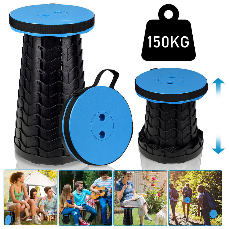 45x26CM Tabouret télescopique Tabouret Pliant Portable.Charge maximale 250 kg pour Les Voyages. Camping. Pêche. L'extérieur (Bleu) - Tolletour