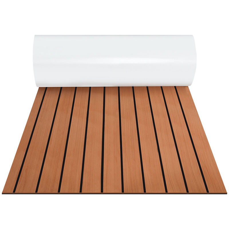 Tapis de pont eva Tapis de bateau en mousse Feuille de pont en teck Faux bateau 1X Stripes 2400x900x5mm Marron - Tolletour