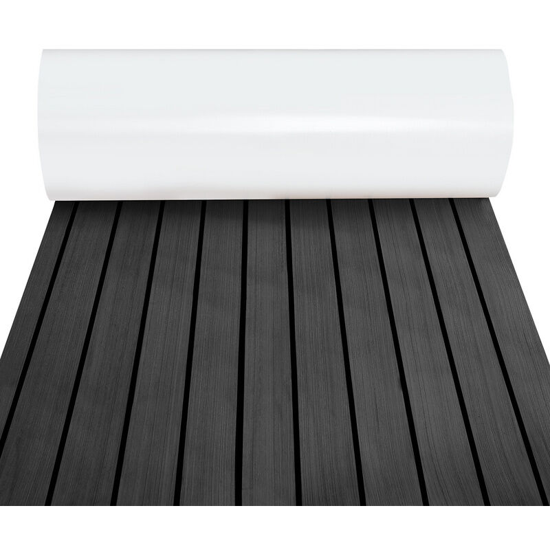 Tapis de pont eva Tapis de bateau en mousse Feuille de pont en teck Faux bateau 1X Stripes 2400x900x5mm Gris foncé - Tolletour