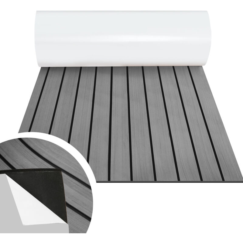 Tapis de Sol Tapis de Pont en Mousse eva Teck Yacht Tapis de Sol Auto-Adhésif Gris 240x90cm - Tolletour