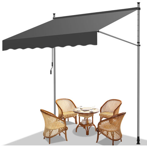TolleTour Tenda da balcone grigio, 300x120 cm, regolabile, resistenza UV, ideale per esterni