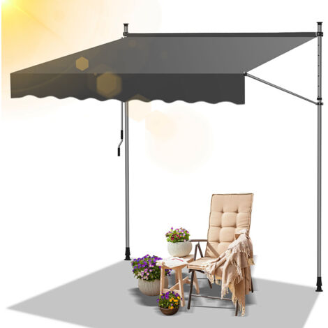TolleTour Tenda da balcone grigio, 400x120 cm, regolabile, resistenza UV, ideale per esterni