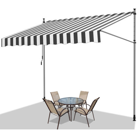 TolleTour Tenda da balcone grigio chiaro, 300x120 cm, regolabile, resistenza UV, per esterni