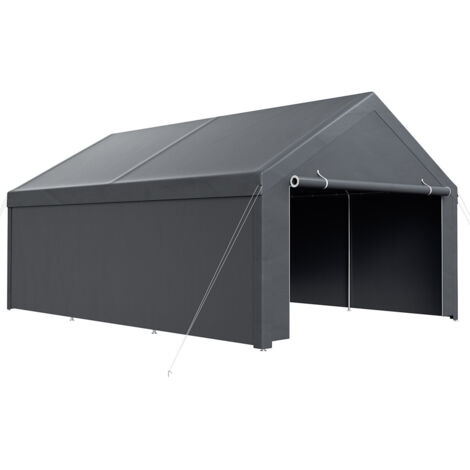 TolleTour Tenda da esterno per lo stoccaggio 4 x 6 m grigia, telo in PE e tubi in acciaio zincato