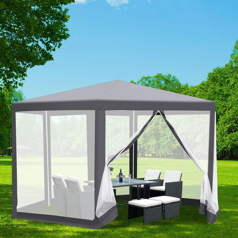 TolleTour Tente avec moustiquaire Pavillon avec moustiquaire Tente de réception Carport Pergola Stabilité Tente de réception 6 angles