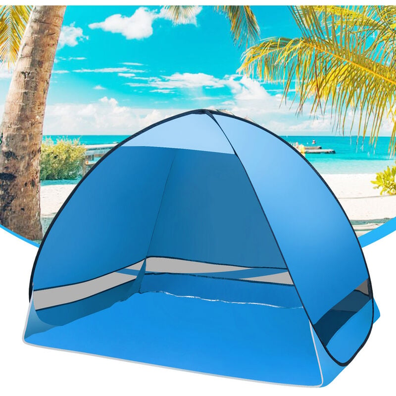Tente de plage Montage Instantané Protection uv 50+ Montage Instantané Famille Extérieur Bleu 200x120x130cm pas de rideau - Tolletour