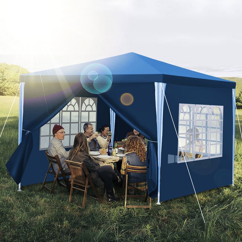 TolleTour Tente Pavillon Tente de Jardin – Tente pratique pour la plage. montage facile avec Easy-Klett. parfait pour les fêtes 3x3m Bleu - Bleu