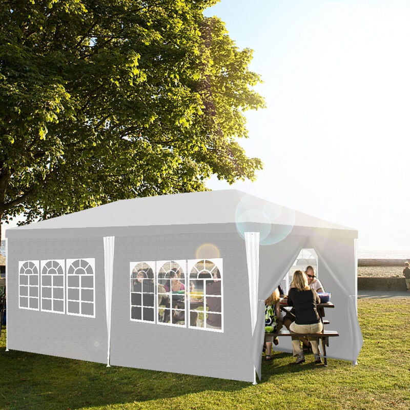 Tente Pavillon Tente de Jardin – Tente pratique pour la plage. montage facile avec Easy-Klett. parfait pour les fêtes 3x6m Blanc - Blanc - Tolletour