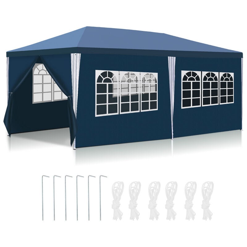 Tolletour - Tente Pavillon Terrasse – Tente de marché et protection solaire pour le jardin. pavillon de fête idéal 3x6m Bleu - Bleu