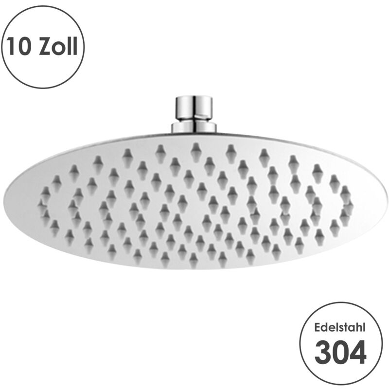 Tolletour - Tête de Douche Douche de tête Pommeau de douche Jet Effet pluie Rainshower Acier inoxydable Rond 25cm