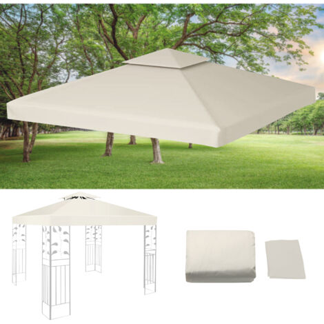 TolleTour Tetto di ricambio per gazebo 3x3 m, tetto per tonnelle e tenda da ricevimento, 150 g/m², beige
