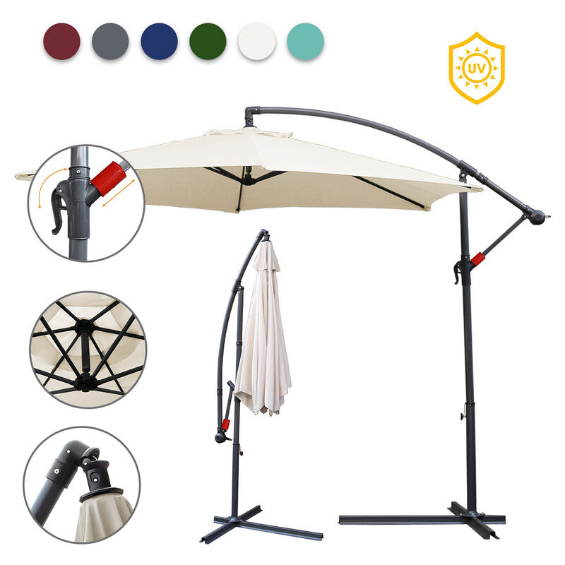 TolleTour 3m Parasol Parapluie de jardin Terrasse UV30+ Parasol de marché,Beige