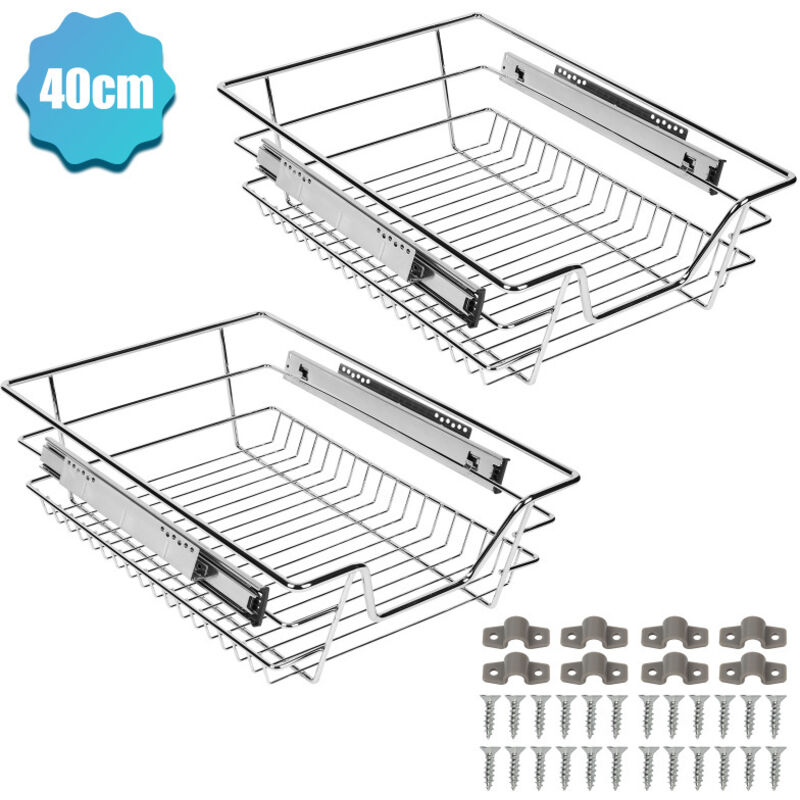6X Tiroir de Cuisine Télescopique d'Armoire de Cuisine Argent 40CM - Tolletour