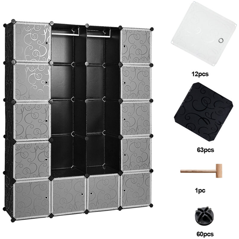 Tolletour - Armoire de Chambre Rangement 20 cubes . Armoire Portable diy. Modulaire en Plastique