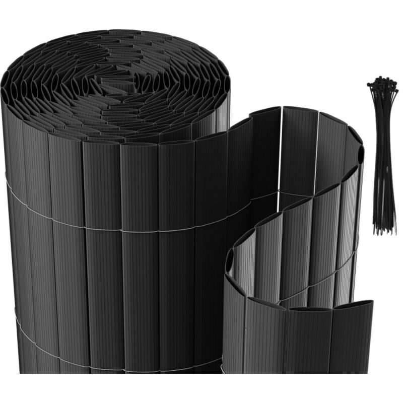 Brise-vue Canisse pvc pour jardin balcon terrasse. Gris anthracite(90 x 400 cm) - Tolletour