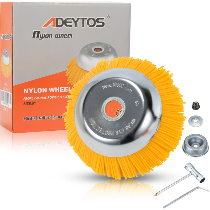 Tolletour - Brosse Conique 25.4x200mm Pour Débroussailleuses Sens du moteur Nettoyage des Sols Trottoirs