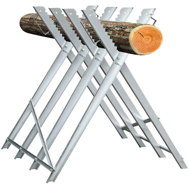 Chevalet de sciage Capacité de charge 150kg en bois galvanisé pliable à chaîne en bois pour tronçonneuse ou scie à main - Tolletour
