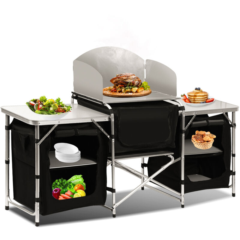 Cuisine de camping 3 compartiments - meuble de rangement cuisine. meuble camping. equipement camping - noir - Tolletour