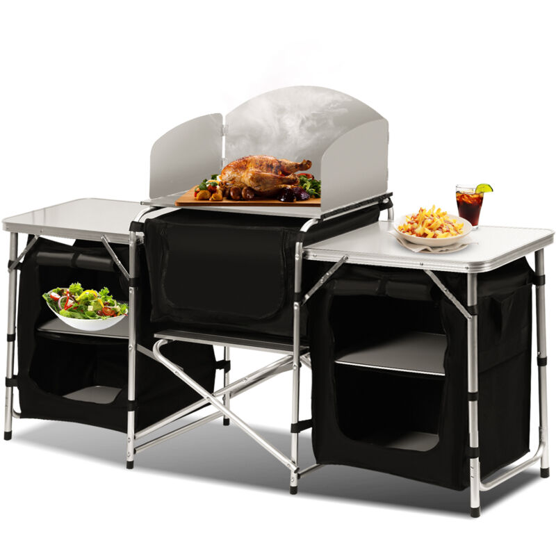 Cuisine de camping 3 compartiments - meuble de rangement cuisine. meuble camping. equipement camping - noir - Tolletour