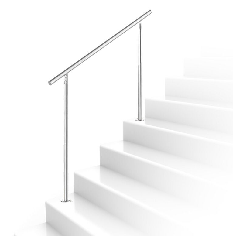 Garde-corps de porte fenêtre Rampe d'escalier acier inoxydable main courante balustrade 180 cm 0 crossbars