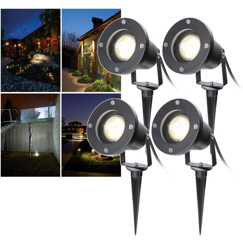 Garden Light Led Projecteur de jardin blanc chaud 4 Pack led éclairage de jardin IP65 4W GU10 - Tolletour