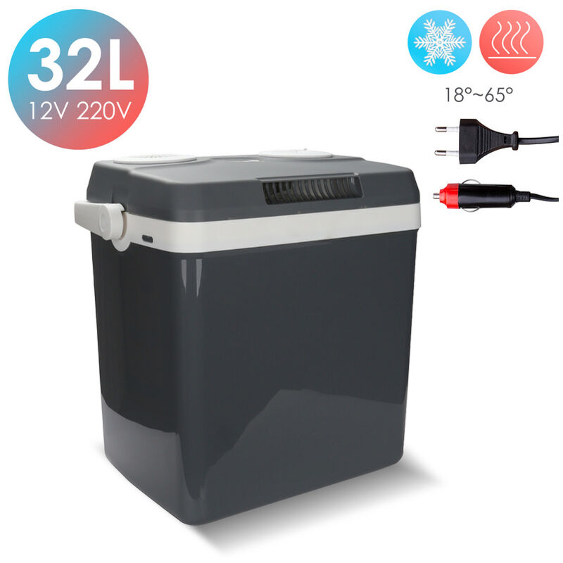 Tolletour - Glacière électrique 32 litres thermoélectrique a++ 12V 230V maintien froid & chaud Voiture et Camping noir