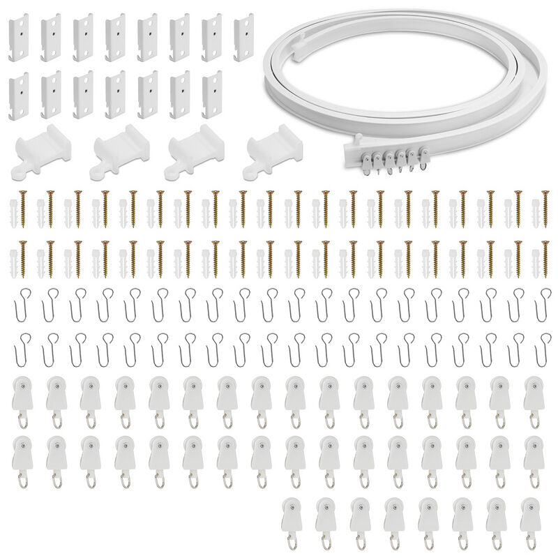 Kit de Rail de Rideau Plafond Pliable. 5M Rail de Rideau Flexible avec 40 Crochet pour Maison Chambre Fenêtre Salle de bain Bureau - Tolletour